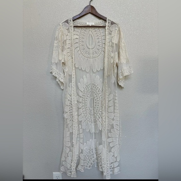 Cream Lace Kimono Cardigan - Picture 1 of 4